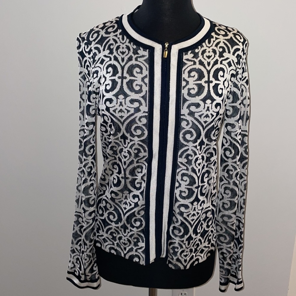 St. John knits zippered jacket cardigan viscose sweater - size - S